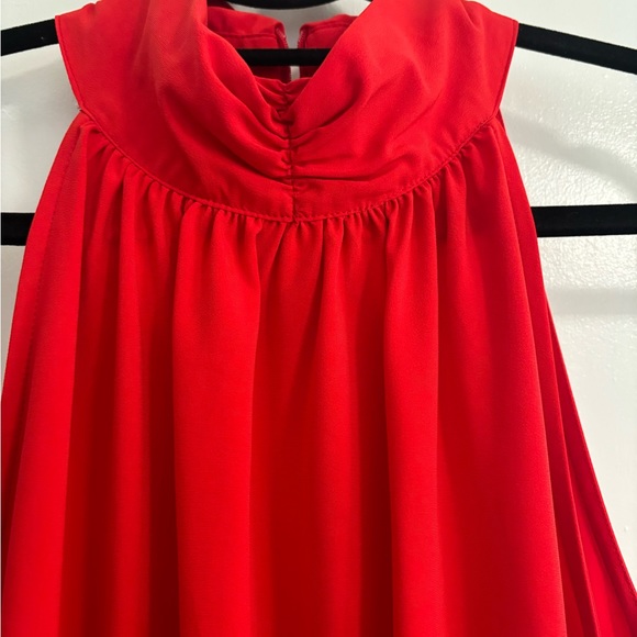 Red High Neck Maxi Dress - Picture 2 of 7